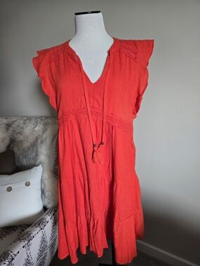 Sonoma Orange Mini Dress with Tassel Tie